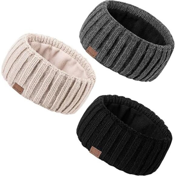 Winter Headbands for Women 3-Pack - Wool Knit Ear Warmers - Picture 8 of 8
